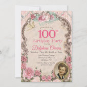 Vintage 100th Centenarian  Birthday Invitation (Front)