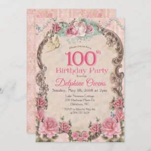 Vintage 100th Centenarian Birthday Invitation
