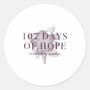 Vintage 107 Days Of Hope Thank You Kamala Harris Q Classic Round Sticker