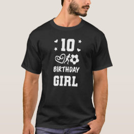 Vintage 10 Birthday Girl Soccer Football Soccer Pl T-Shirt