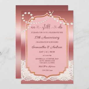 Vintage 10th wedding anniversary party invitation