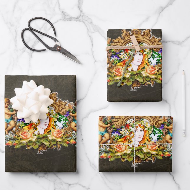 Vintage 114 wrapping paper sheets (Front)