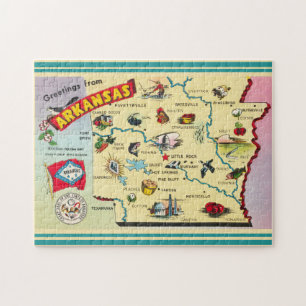 Vintage 11x14 Arkansas State Map Jigsaw Puzzle