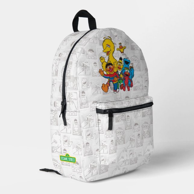 Vintage 123 Sesame Street Printed Backpack (Back Corner Left)