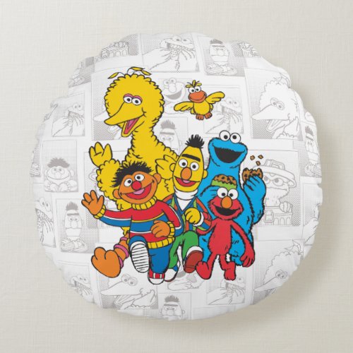 Vintage 123 Sesame Street Round Pillow