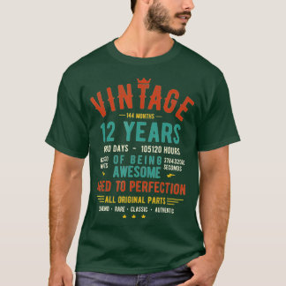 Vintage 12 Years 144 Months Of Being Awesome 12th T-Shirt