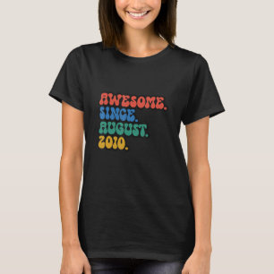 Vintage 12th Birthday Awesome Since August 2010 12 T-Shirt