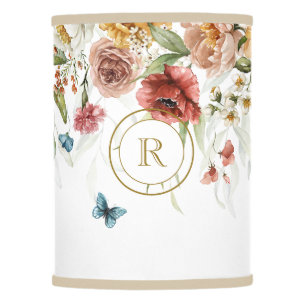 Vintage 1600s Dutch Watercolor Florals Lamp Shade