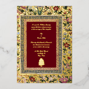 Vintage 1618 Elegant Indian Birds & Floral Wedding Foil Invitation