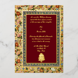 Vintage 1618 Elegant Indian Floral Wedding Foil Invitation