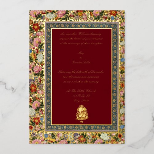Vintage 1618 Elegant Indian Floral Wedding Foil Invitation