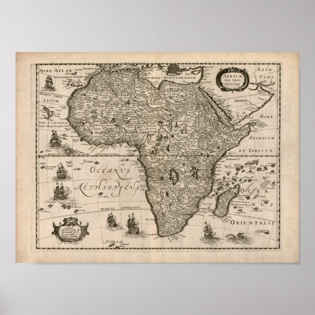 Vintage 1640 Africa Map Poster (Front)