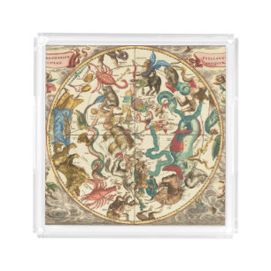 Vintage 1660 Southern Hemisphere Star Map Acrylic Tray