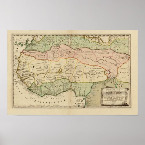 Vintage 1679 West Africa Map Poster