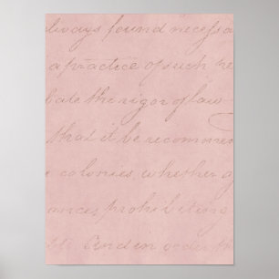 Vintage 1700s Colonial Pink Rose Text Parchment Poster