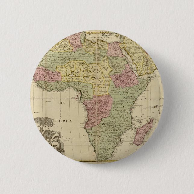 Vintage 1725 Africa Map Pinback Button (Front)