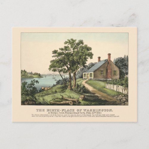 Vintage 1732 Birthplace of George Washington Postcard