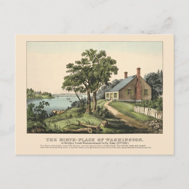 Vintage 1732 Birthplace of George Washington Postcard (Front)