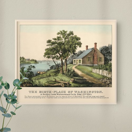 Vintage 1732 Birthplace of George Washington Poster