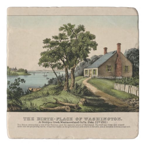 Vintage 1732 Birthplace of George Washington Print Trivet
