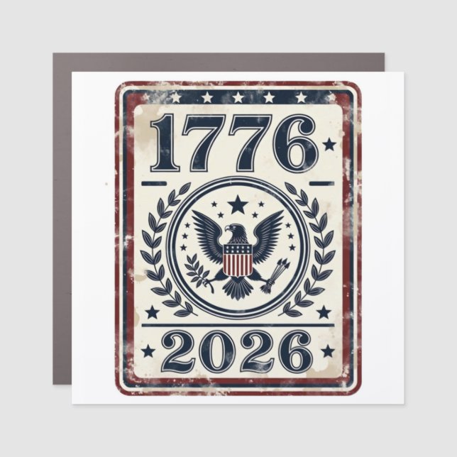 Vintage 1776 2026 Patriotic Eagle Car Magnet (Front)