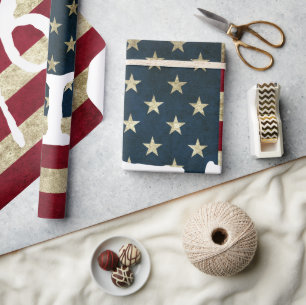 Vintage 1776 American Flag Patriotic Wrapping Paper