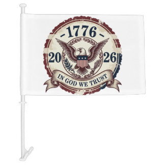 Vintage 1776 Eagle Badge Patriotic Car Flag