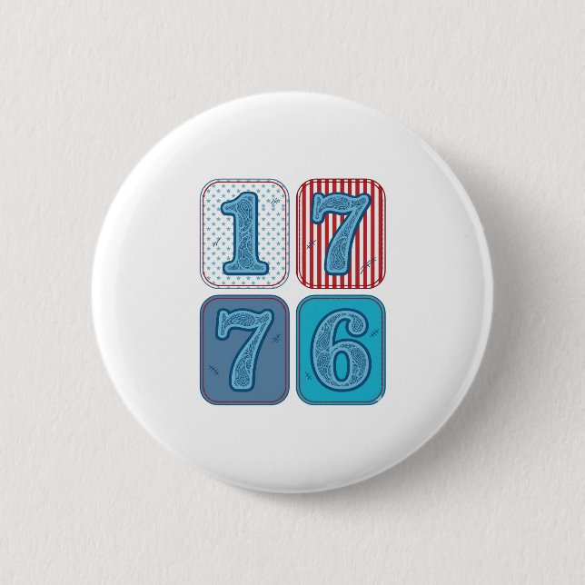 Vintage 1776 Patriotic Patchwork Button (Front)