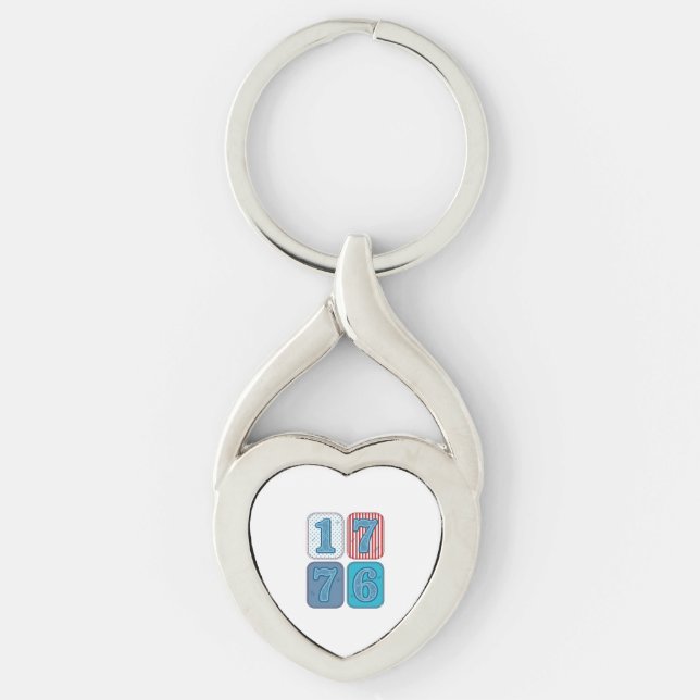 Vintage 1776 Patriotic Patchwork Keychain (Front)