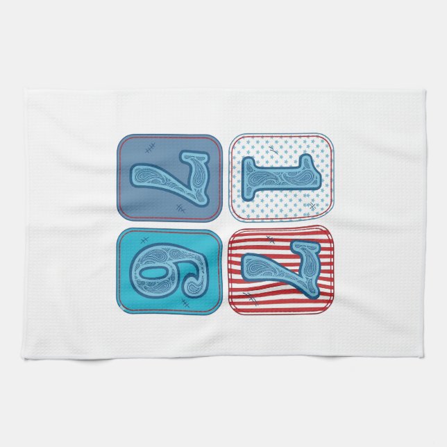Vintage 1776 Patriotic Patchwork Kitchen Towel (Horizontal)