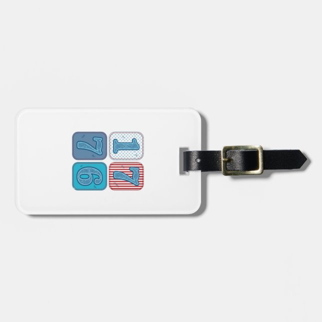 Vintage 1776 Patriotic Patchwork Luggage Tag (Front Horizontal)