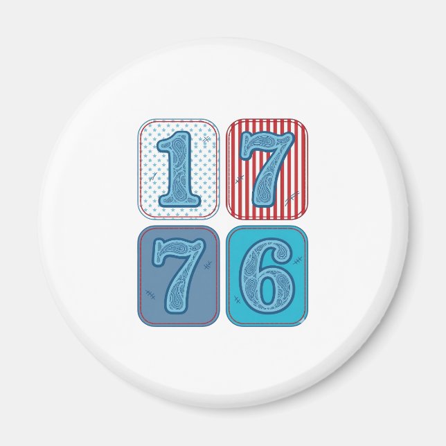 Vintage 1776 Patriotic Patchwork Magnet (Front)