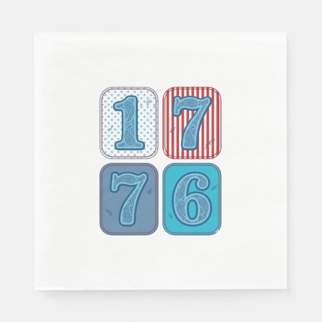 Vintage 1776 Patriotic Patchwork Napkins (Front)