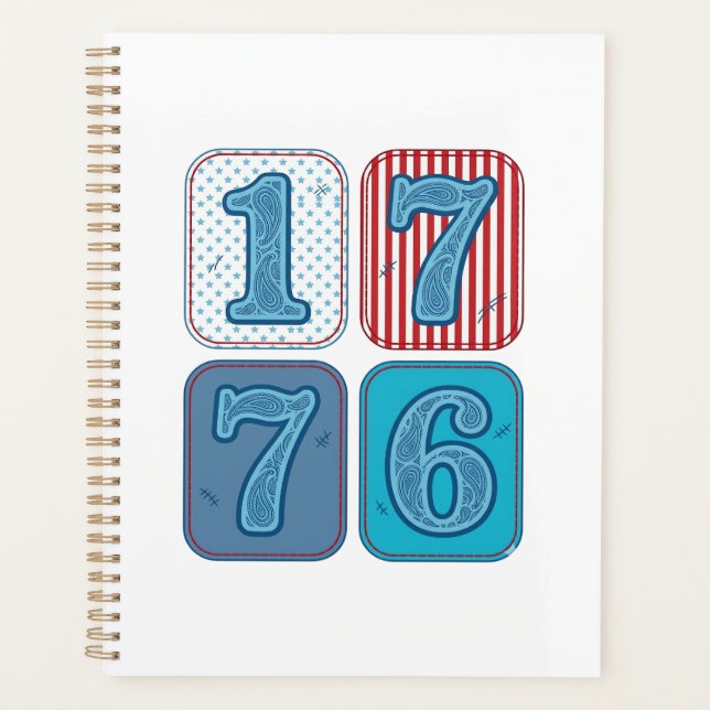 Vintage 1776 Patriotic Patchwork Planner (Front)