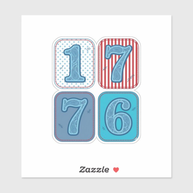 Vintage 1776 Patriotic Patchwork Sticker (Sheet)
