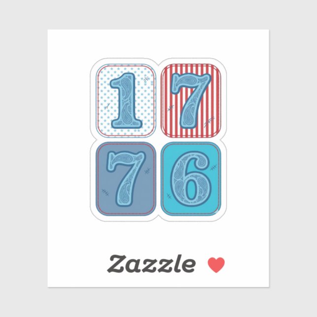 Vintage 1776 Patriotic Patchwork Sticker (Sheet)