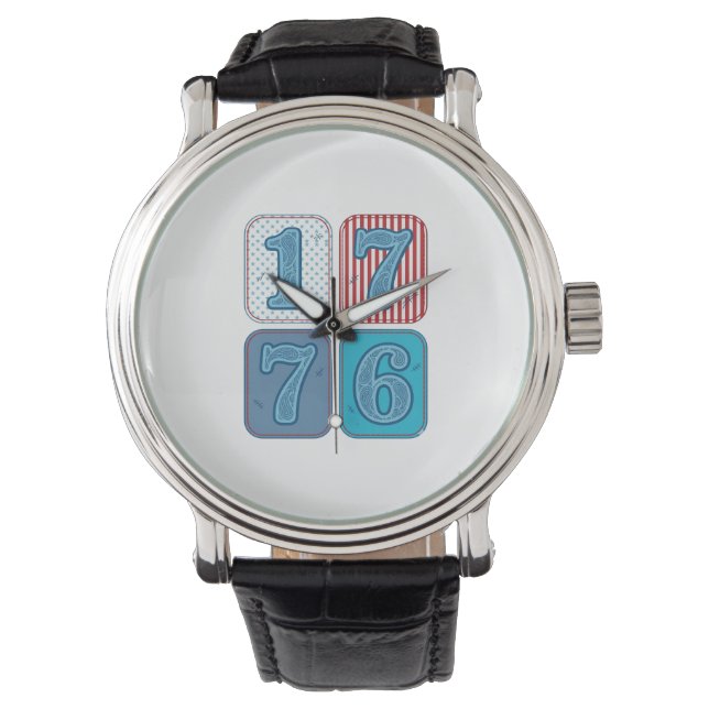 Vintage 1776 Patriotic Patchwork Watch (Front)