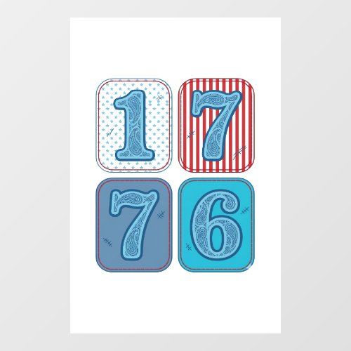 Vintage 1776 Patriotic Patchwork Window Cling