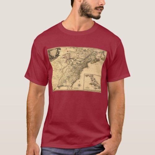 Vintage 1777 American Colonies Map by Phelippeaux T_Shirt