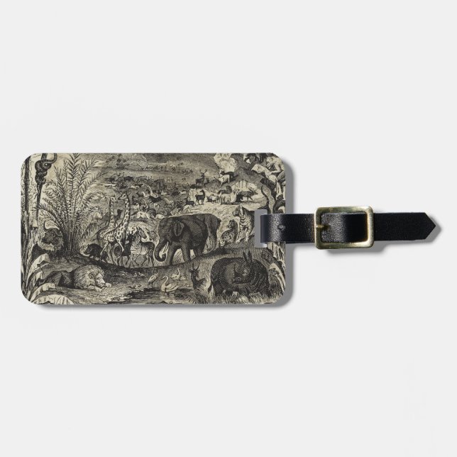 Vintage 1800s African Animal Illustration Animals Luggage Tag (Front Horizontal)