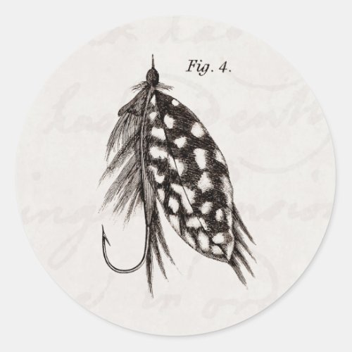 Vintage 1800s Angling Fly Fishing Flies Lure Lures Classic Round Sticker