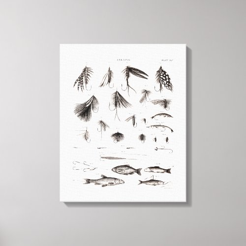 Vintage 1800s Angling Fly Fishing Flies Old Hooks Canvas Print