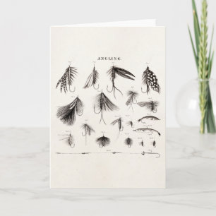 Vintage 1800s Angling Fly Fishing Flies Old Hooks Card