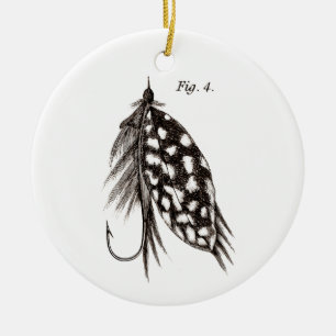 Vintage 1800s Angling Fly Fishing Lures Lure Hooks Ceramic Ornament