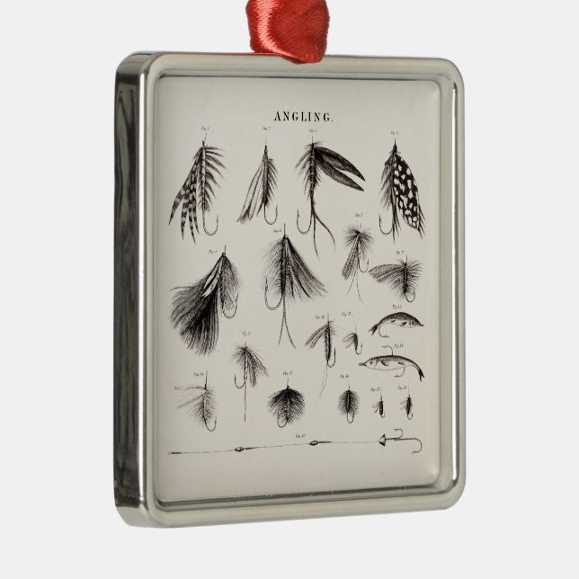Vintage 1800s Angling Fly Fishing Lures Lure Hooks Metal Ornament | Zazzle