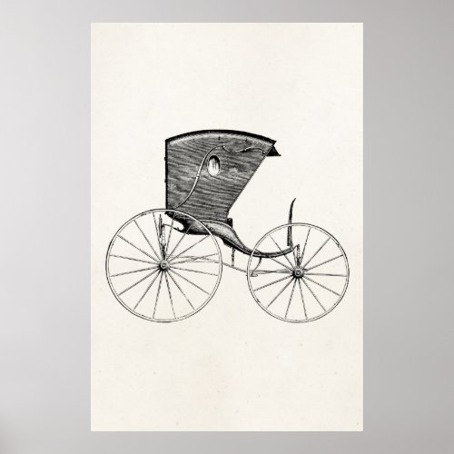 Vintage 1800s Antique Carriage Buggy Cart Coach Poster
