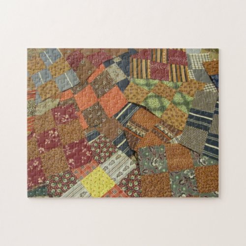 Vintage 1800s Antique Fabric Quilt Blocks Jigsaw Puzzle