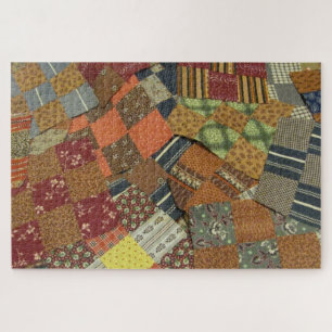 Vintage 1800's Antique Fabric Quilt Blocks Jigsaw Puzzle