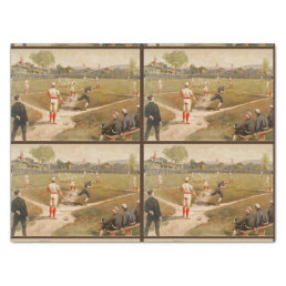 Vintage 1800s Baseball Game Decoupage Tissue Paper
