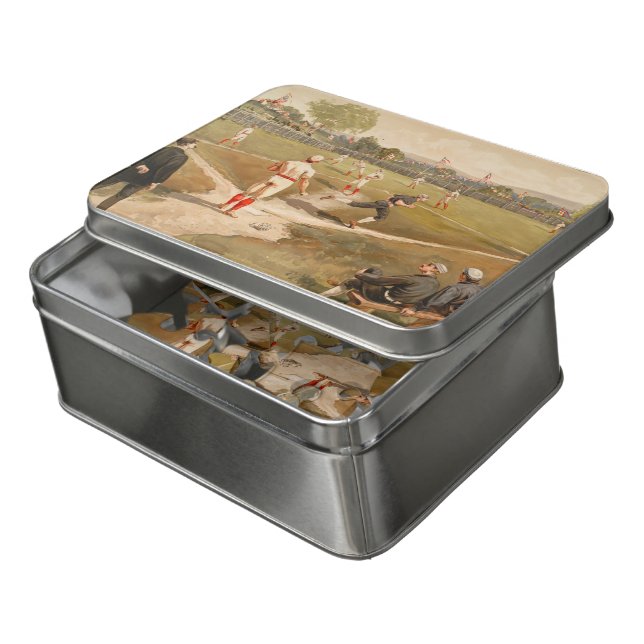 Vintage 1800s Baseball Game Jigsaw Puzzle (Lid Open)